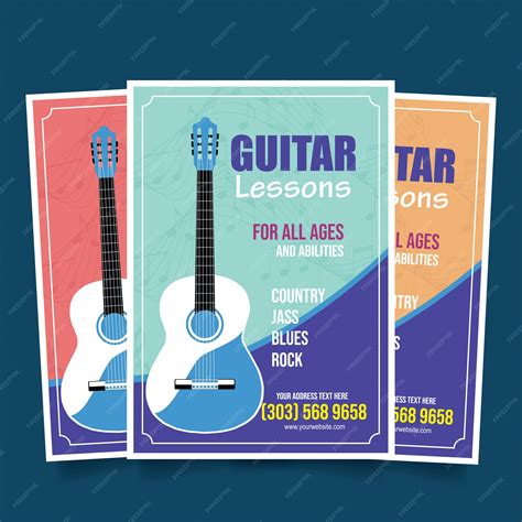 Premium Vector Guitar Lessons Flyer Template Vector