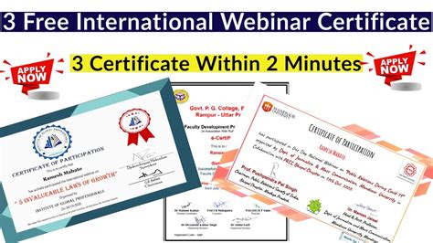 3 Free International Webinar Certificate Free Certificate Webinar