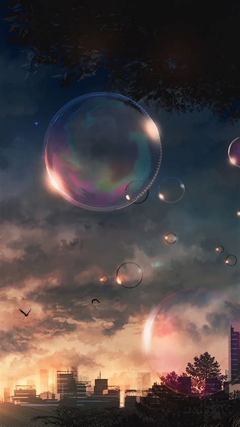 Anime Scenery Bubbles Sky Anime Bubble Hd Phone Wallpaper Pxfuel