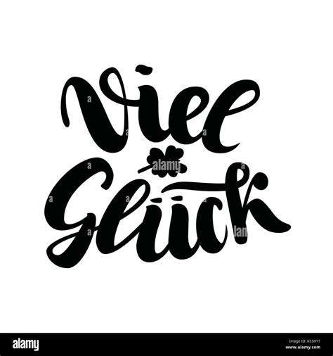 viel glueck good luck in german typographic design isolated on white greeting card with quote