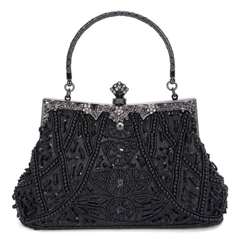 Womens Vintage Style Beaded And Sequined Evening Bag Wedding Party