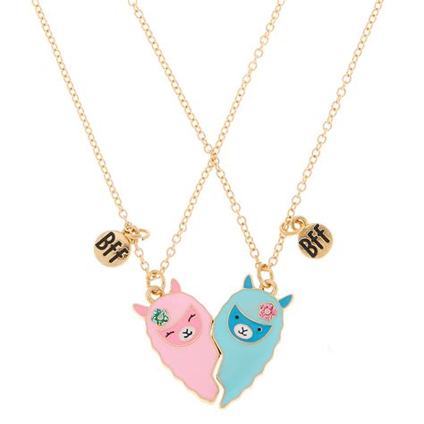 Gold Llama Heart Bff Pendant Necklaces 2 Pack Claires