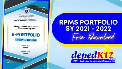 Rpms Portfolio Template For Teachers Sy 2022 2023 12 Available