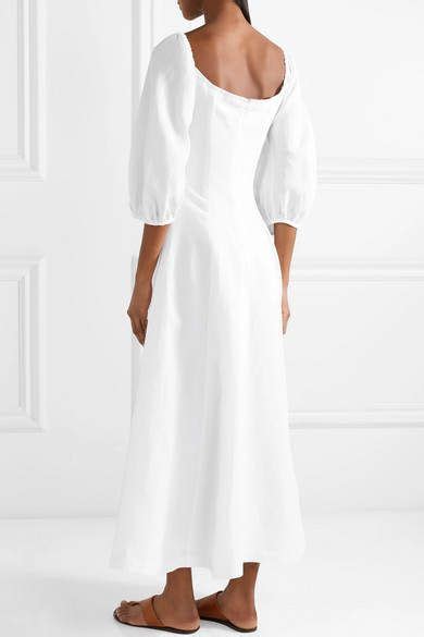 Mara Hoffman Mika Off The Shoulder Tencel And Linen Blend Midi Dress White White Midi Dress