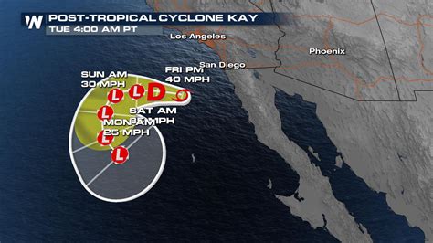 Post Tropical Cyclone Kay Path Weathernation