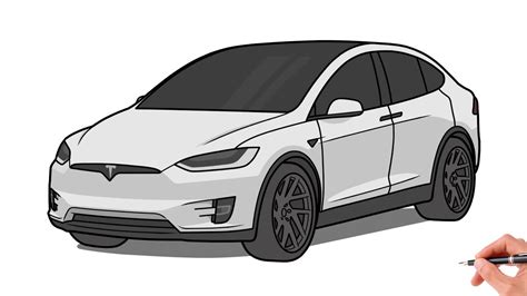 How To Draw A Tesla Model X Drawing Tesla Model X Plaid Suv