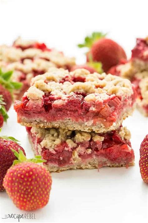 Strawberry Rhubarb Crisp Bars Recipe The Recipe Rebel