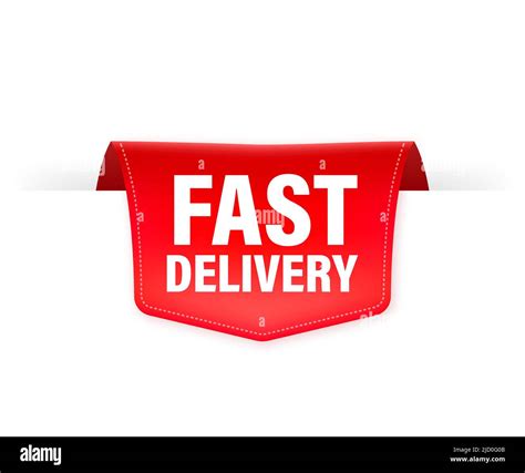 Fast Delivery Red Ribbon On White Background Logo Vector Isolated