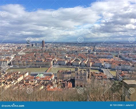 View To Lyon From Gallo Roman Ruins In Lyon France In A Sunny Day