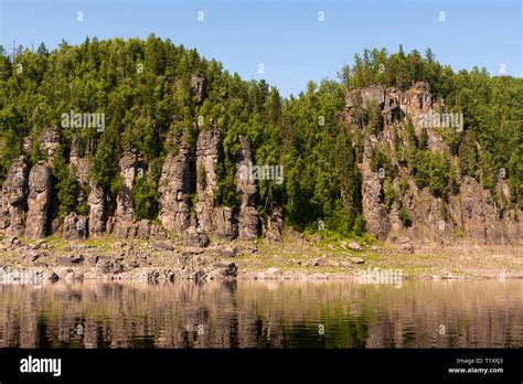 Tunguska Big River Of Eastern Siberia Krasnoyarsk Territory Stock