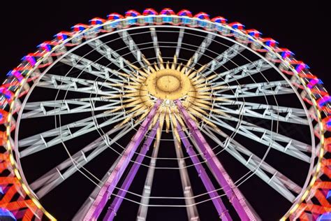 Ferris Wheel At Night With Beautiful Lights Stock Image Image Of Fest