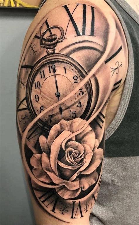 Clock Tattoos And Roses For Men Watch Tattoos Rose Tattoos For Men