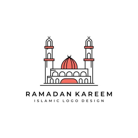 Ramadan Kareem Logo Line Art Vector Minimalist Illustration Design