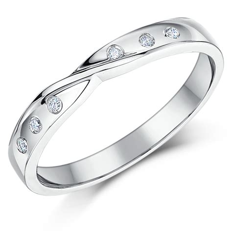 Mm Ct White Gold Diamond Set Twist Wedding Ring Band Ct White Gold At Elma Uk Jewellery