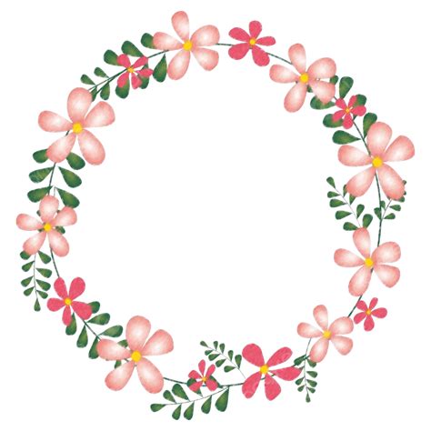 Circle Frame Pink Watercolor Flower Vector Circle Circle Flower