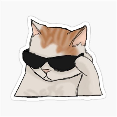 Cat With Glasses Meme Sticker For Sale By Beacardinot Redbubble