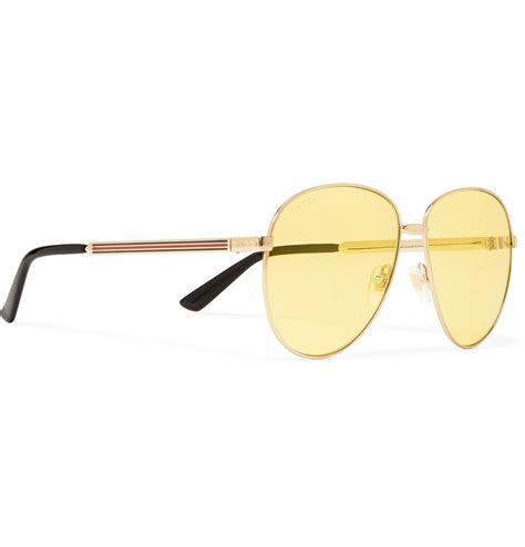 Gucci Aviator Style Gold Tone Sunglasses Men Gold Gucci