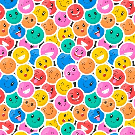 Padrão De Emoticons De Sorriso Colorido Vetor Grátis