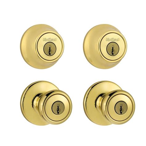 Kwikset Tylo Polished Brass Exterior Entry Door Knob And Single