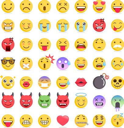 Emoji symbols are the only colorful text symbols there are, yet they are so fresh, some of them are only available on some devices and operating systems. Emoji Emoticons Symbols Icons Set Stock Illustration ...