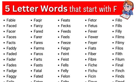 5 Letter Words That Start With F Five Letter Words Starting With F