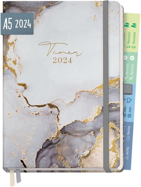 Chäff Timer Classic A5 Kalender 2023 2024 Grey Marble Terminplaner