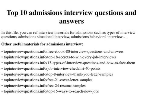Top 10 Admissions Interview Questions And Answers