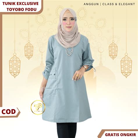 Jual Baju Atasan Tunik Polos Wanita Santri Putri Santriwati Terbaru Kekinian Bahan Katun Toyobo