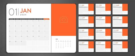 2024 Creative Minimal Business Monthly Calendar Template Vector Desk