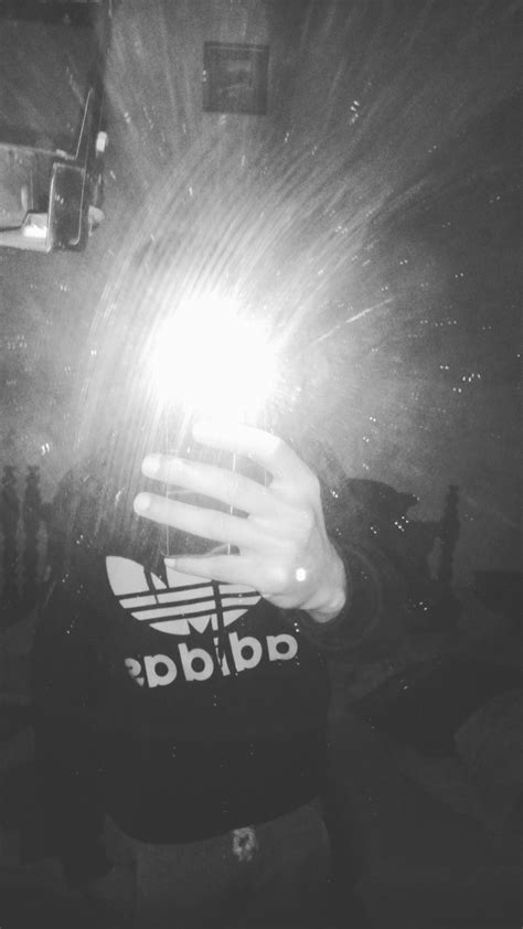 aesthetic black and white mirror selfie with flash