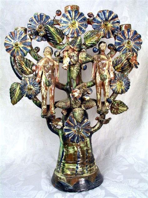 Large Vintage Adam And Eve Tree Of Life Candelabra Fine