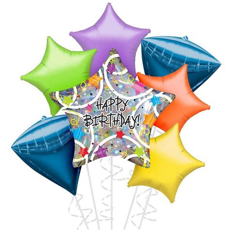 Star Birthday Deluxe Balloon Bouquet 7pc Party City