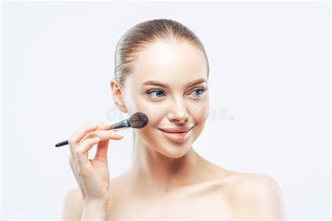 Women Cosmetology Concept Tender Healthy European Woman Gives Makeup