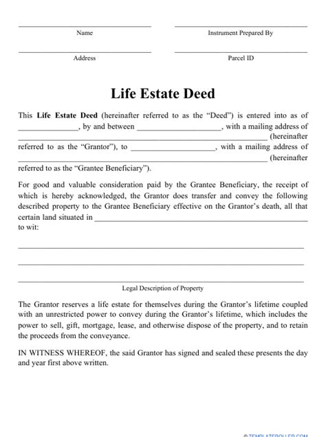 Life Estate Deed Form Download Printable Pdf Templateroller