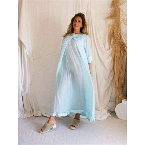 60s Light Blue Layered Chiffon Nightgown And Robe Set In 2021 Night