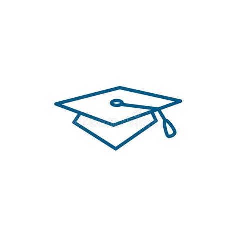 Graduation Hat Line Blue Icon On White Background Blue Flat Style