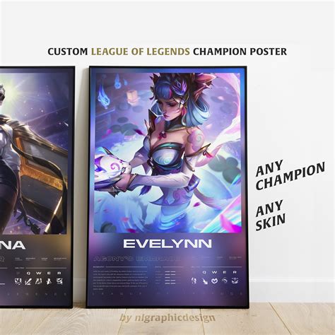 Custom League Of Legends Poster Art Any Champion Skin Etsy Finland