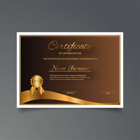 Golden Certificate Of Appreciation Template Eps Vector Uidownload