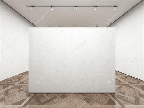 Empty Art Gallery With White Wall — Stock Photo © Ekostsov 43850093