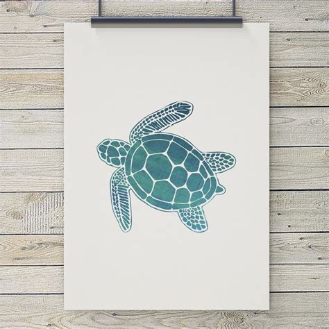 Sea Turtle Art Print Sea Turtle Art Turtle Art Turtle Painting