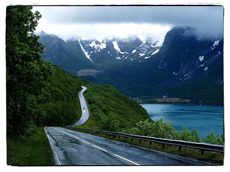 A Road In The North Of Norway Taken In Rain Natural Landmarks