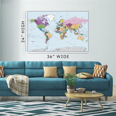 Buy Colorful World Political Wall Map X Large World Map Detailed Wall Map Of The
