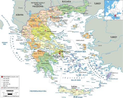 Grčija mesta map Zemljevid Grčije z mesta Južni Evropi Evropa