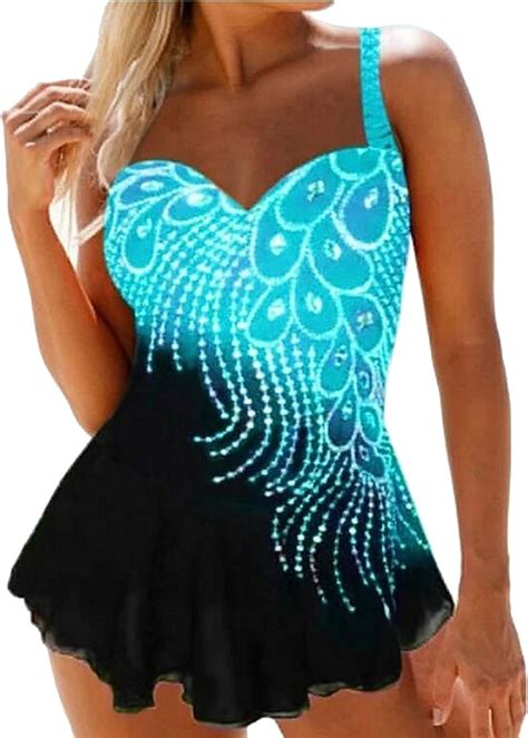 Women Plus Size One Piece Swimsuit With Rhinestones Sexy Contrast Color