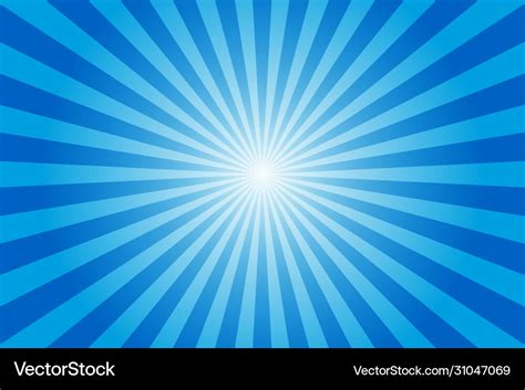 Sunburst Retro Sun Rays Blue Background Abstract Vector Image