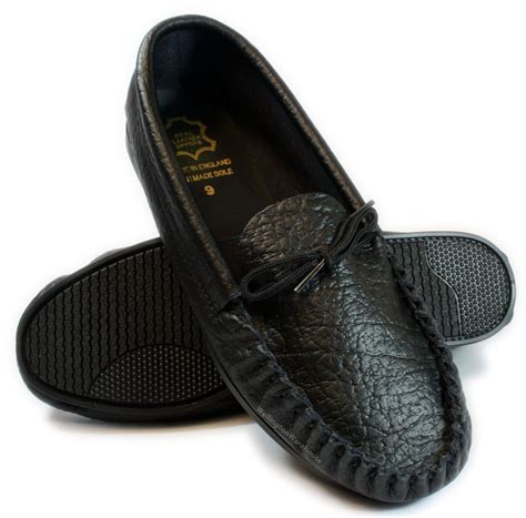 Mens Tan Grey Black Leather Moccasins Slippers Made In Britain Uk 6 12
