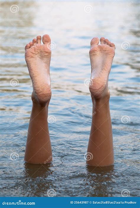 Female Legs And Feet Upside Down In The Water Stock Image Image Of Upside Heel