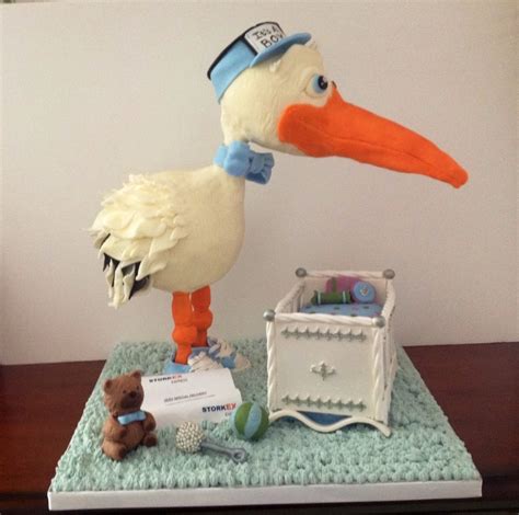 Special Delivery Stork Baby Shower Cake