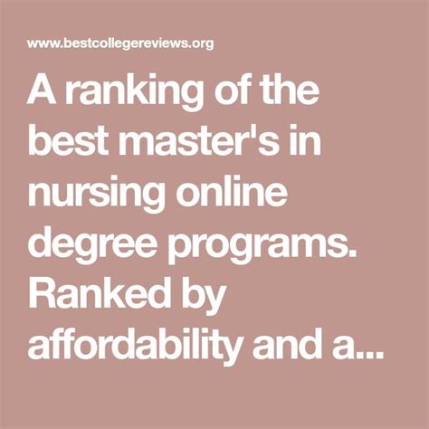 The Text Reads A Ranking Of The Best Masters In Nursing Online Degree