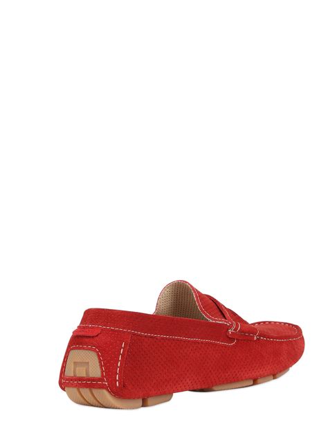 Atestoni Perforated Suede Driving Shoes In Red For Men Lyst